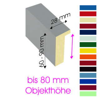 Objektrahmen farbig extra tief Profil 90 mm